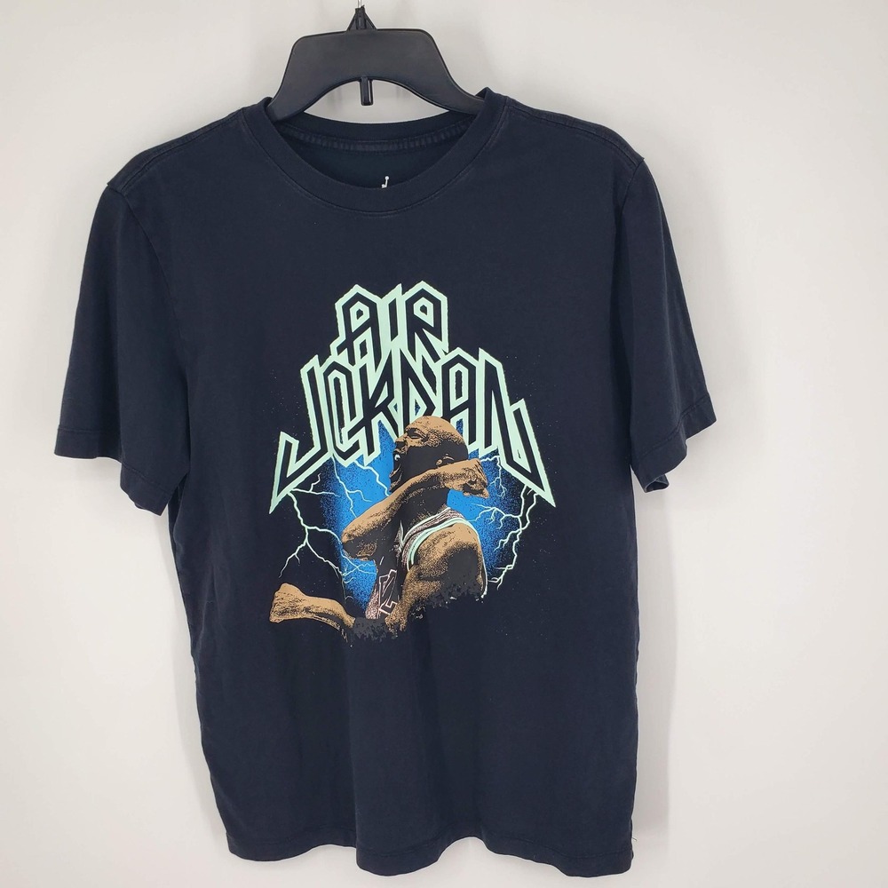 Air Jordan Graphic T Shirt Black Michael Jordan Basketball Tee Mens Medium Med